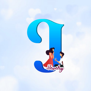 Illustration of a couple during a proposal with a large letter 'J' incorporating the scene.