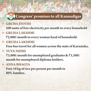 Image of a political advertisement detailing Congress's promises for Karnataka