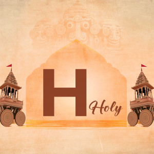 Holi festival greeting with Jagannath Temple chariot and the letter H