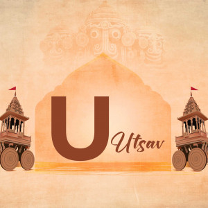 Letter U with Indian architectural elements and the text 'Utsav'