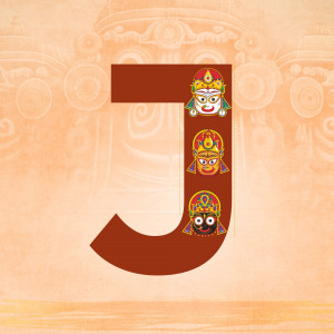 Letter J with Jagannath deity faces