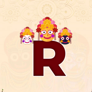 Illustration of Lord Jagannath's faces and the letter R