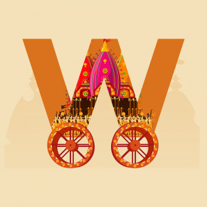 Letter W designed with a Rath Yatra chariot illustration