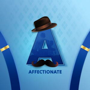 Letter A designed as a gentleman with a hat and mustache