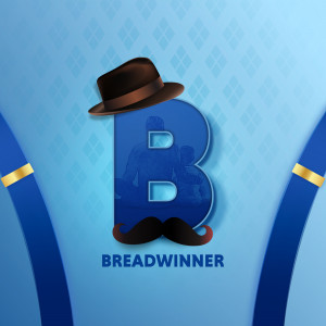 Letter B with hat, mustache, and the word Breadwinner