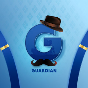 A stylized logo featuring the letter 'G' with a hat and mustache, representing the brand 'Guardian'.
