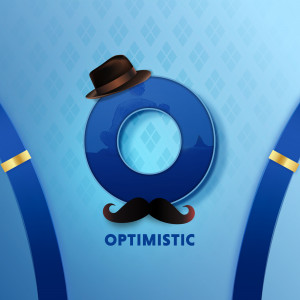 Letter O designed as a cheerful character with a mustache and hat
