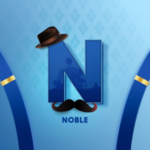 Letter N with a man in a suit and mustache, representing the word 'Noble'