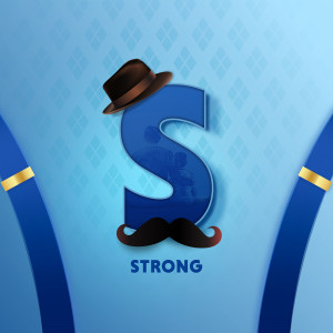 Letter S with hat and mustache, representing strength