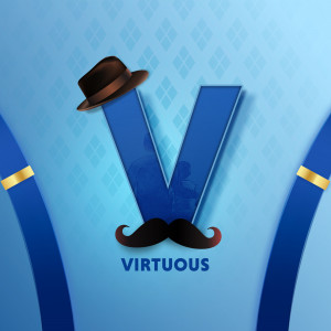 Letter V with hat and mustache design