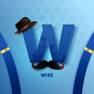 Letter W with hat and mustache representing the Wise brand