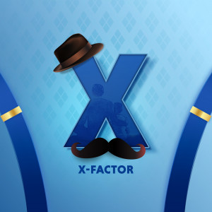 Letter X with hat and mustache, representing X-Factor