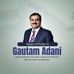 Portrait of Gautam Adani with a birthday greeting