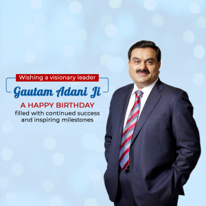 Portrait of Gautam Adani with a birthday greeting