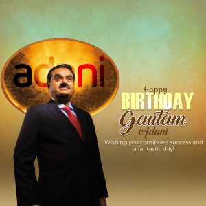 Image of Gautam Adani with a birthday greeting