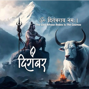Digital art depicting Lord Shiva with Nandi the bull in a mountainous landscape.