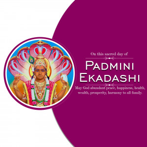 Image depicting Lord Vishnu resting on Sheshnag with text 'Padmini Ekadashi' and a blessing.