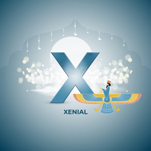 Letter X with Persian Winged Figure