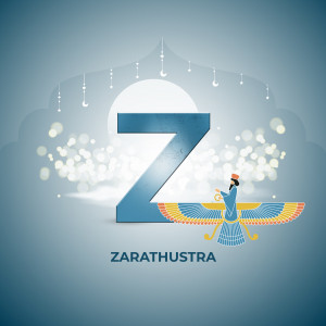 Illustration of the Zarathustra symbol with a large letter Z and a winged figure.