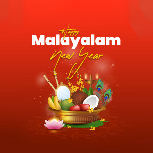 Malayalam New Year greeting with traditional elements
