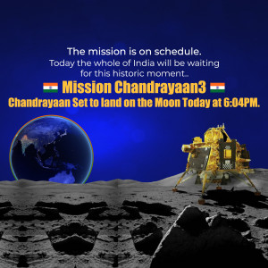 Image depicting the Chandrayaan-3 mission with the lander on the moon and Earth in the background.
