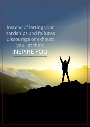 Silhouette of a person with arms raised on a mountaintop with inspirational text.