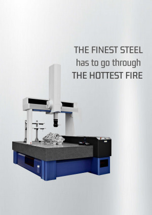 Coordinate Measuring Machine (CMM) inspecting a metal part