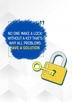 Quote about solutions with a lock and key illustration
