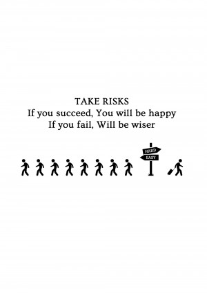 Motivational quote with stick figures depicting a path to success.