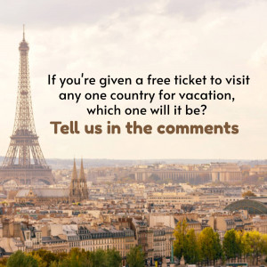 Image of the Eiffel Tower with a question about dream vacation destinations.