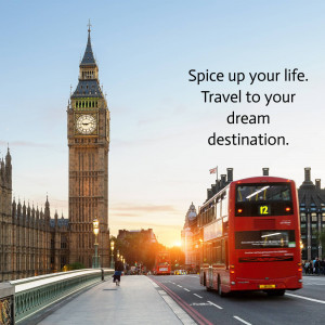 Iconic view of Big Ben and a red double-decker bus in London