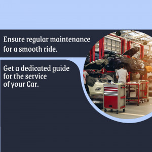 Image of a car being serviced in an auto repair shop with text promoting regular maintenance.