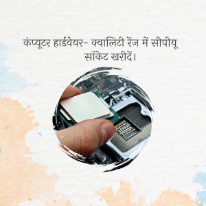 Close-up of a hand holding a CPU chip with a splash of color in the background.