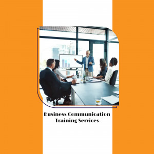 A business professional presenting to a team in a modern office setting.