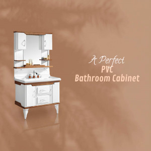 White PVC bathroom cabinet with mirror and storage