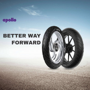 Apollo tyre with the tagline 'Better Way Forward'