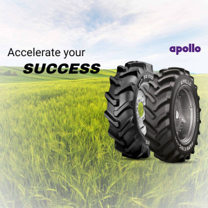 Apollo tractor tire in a field of green crops