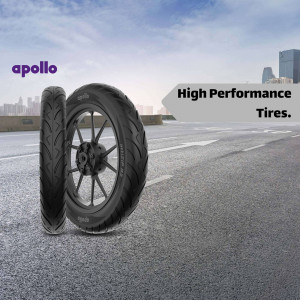 Apollo tires displayed against a city backdrop