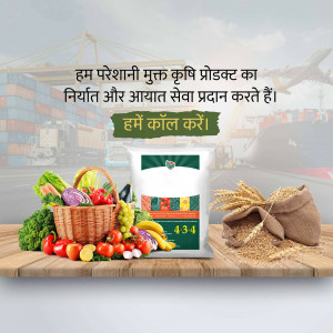 Image showcasing agricultural products and export/import services with a call to action.