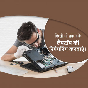 A man repairing a laptop with tools and wearing protective gloves and glasses.
