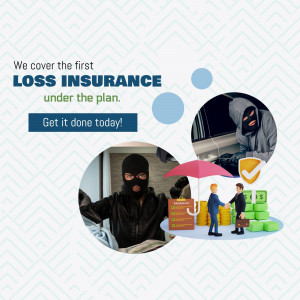 Image depicting loss insurance with a burglar and protective shield.