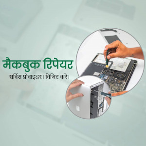 Close-up of a technician repairing a MacBook with tools