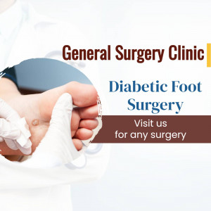 Image of a bandaged foot with text promoting diabetic foot surgery services.