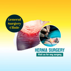 Image depicting hernia surgery and a person experiencing abdominal pain.