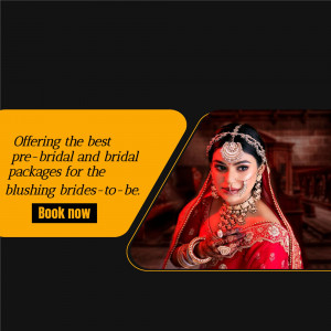 Image of a bride adorned in traditional wedding jewelry, promoting pre-bridal and bridal packages.