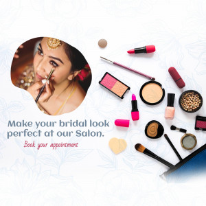 Bridal makeup application with cosmetics and a bride getting ready