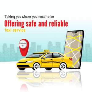 Illustration of a yellow taxi with a smartphone displaying a map