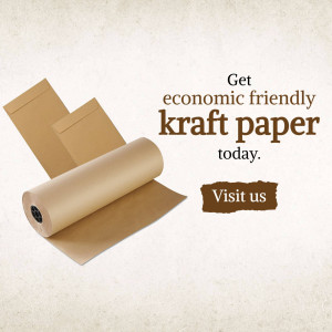 Roll of brown kraft paper with envelopes and a call to action button