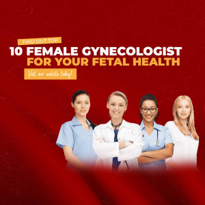 Image of four female gynecologists with text promoting a list of top 10 doctors for fetal health.