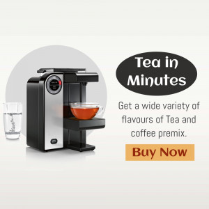 Black coffee and tea machine with a cup of tea being brewed
